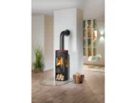 Justus Kaminofen Mino Trios 2.0 Stahl Schwarz Abdeckplatte Bordeaux 5 kW