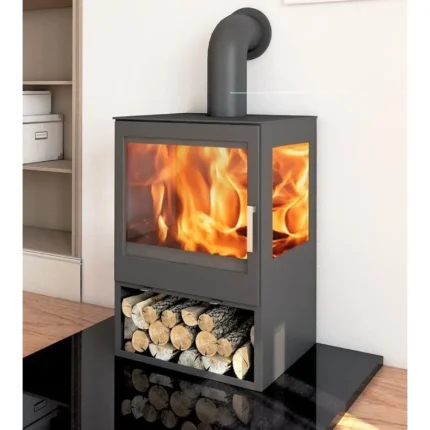 Victoria Panorama-Kaminofen Modena Vision Schwarz mit 10,17kW